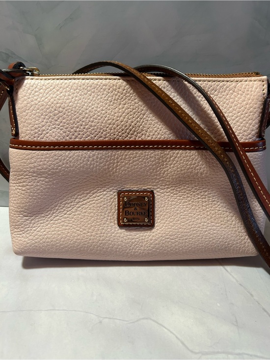 Dooney & Bourke Handbags - Dooney & Bourke Blush Pebbled Leather Crossbody with Brown Trim
